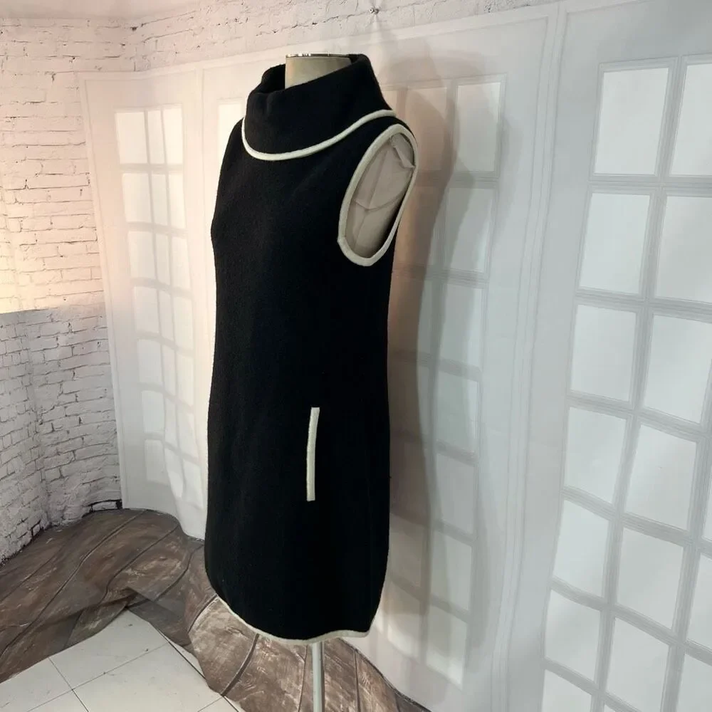 Rachel Zoe Black Wool Roll Neck Mod Vibe Mini Tunic Dress Size Medium - Picture 3 of 10